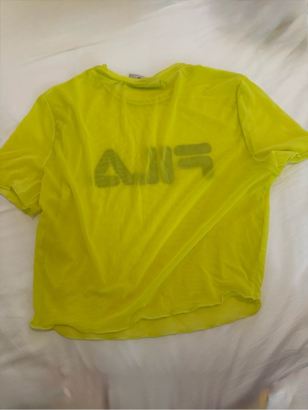 Fila Neon Yellow Mesh Crop Top - Picture 2 of 6